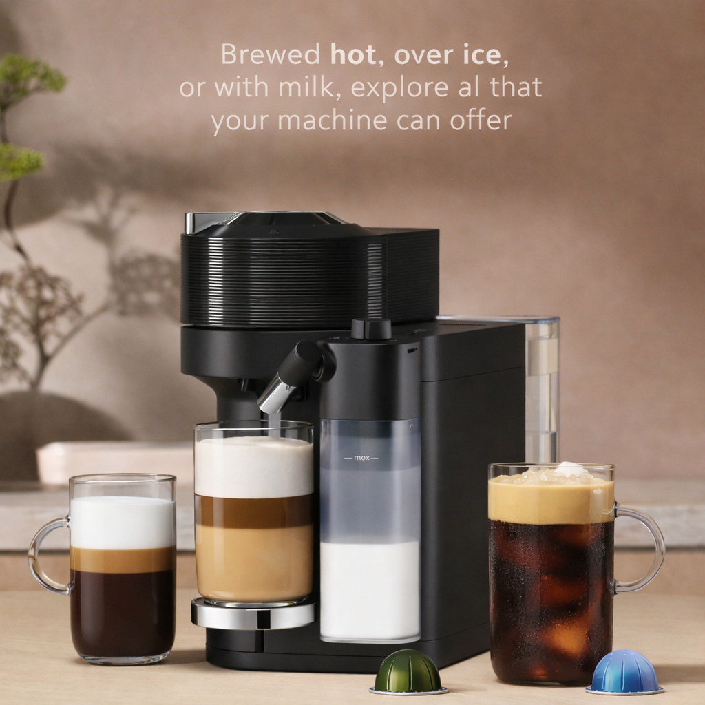 Coffee and Espresso Maker with Milk System, Matte Black & Glossy Finish